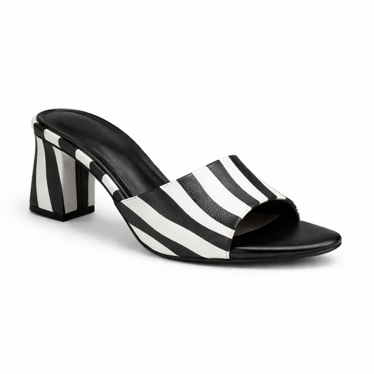 Wild Walk Black & White Block Heels