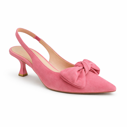ELEGANT BOW HEELS - NUDE PINK