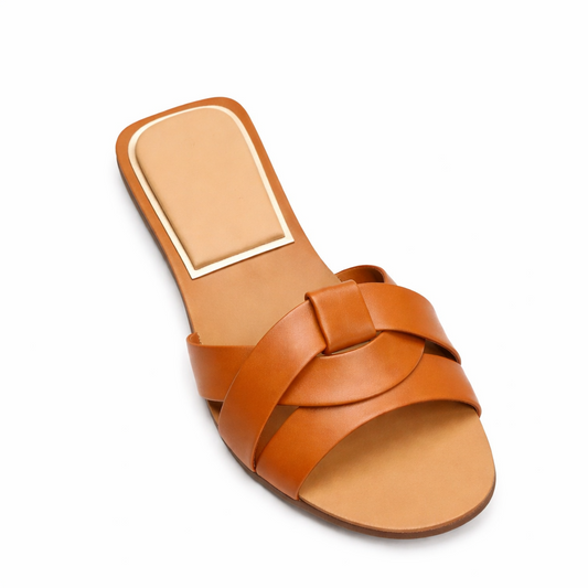 AURUM KNOT FLAT SANDAL - WHITE