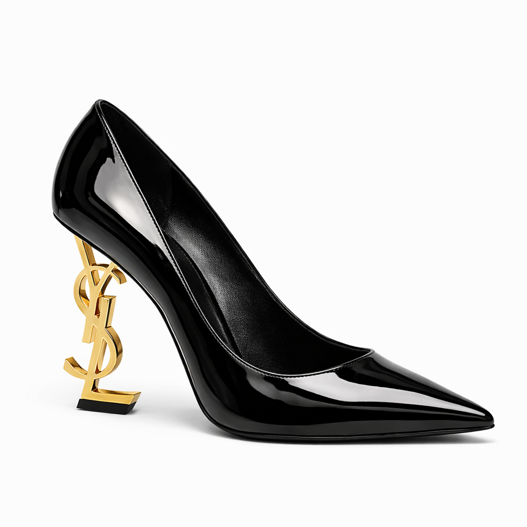 Rich Black Court Shoe Patent Heels