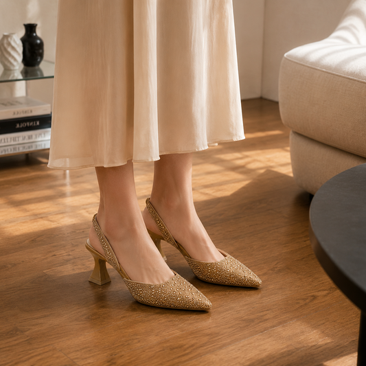 Luxe Droplet Heels - Gold
