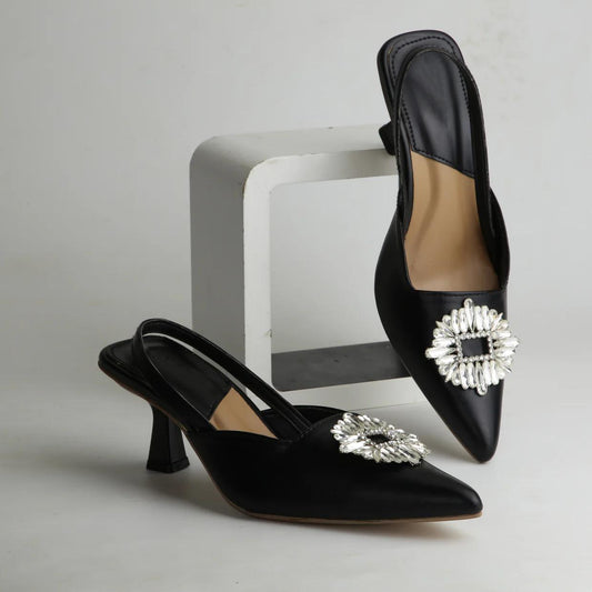 SILK SIREN SLINGBACK HEEL -BLACK