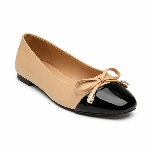 Bow Charm Flats - Beige
