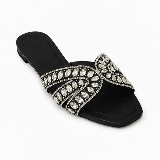 Criss Cross Luxe Flats - Black
