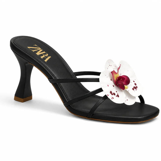 ORCHID BLOOM SANDAL - BLACK