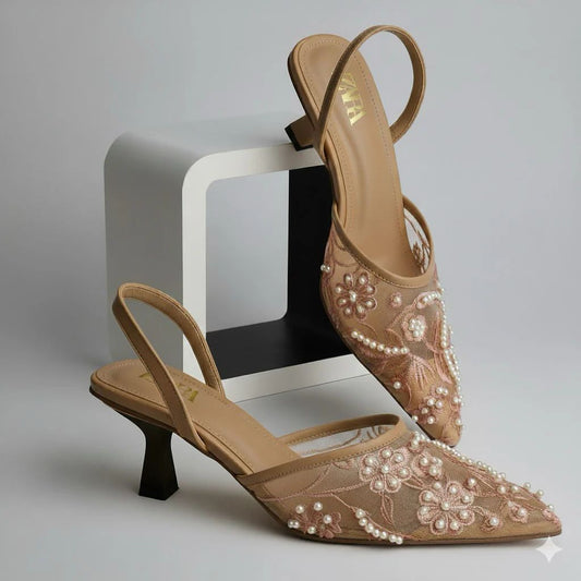 luna beads Slingback Heel - FAWN