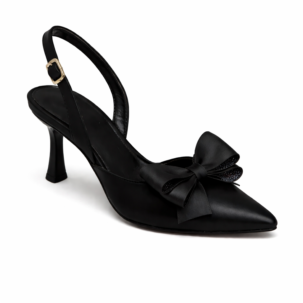BOW CHARM  HEEL - BLACK