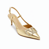 GILDED SLINGBACK HEELS - GOLD