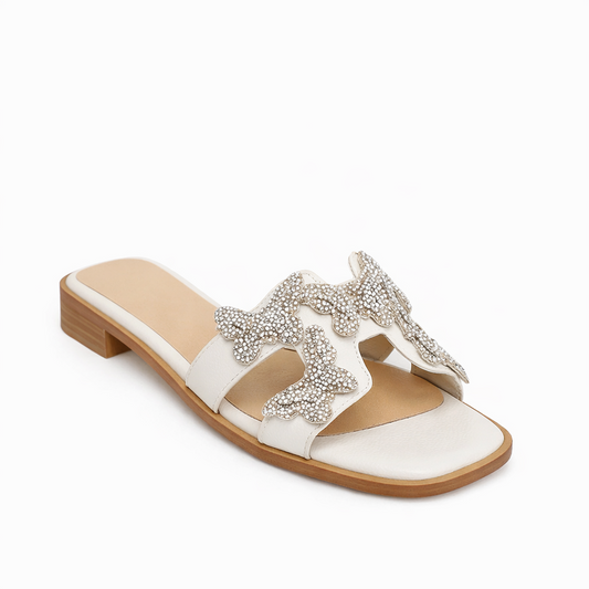 BOLD METALLIC FLAT SLIDES - WHITE