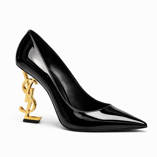 Rich Black Court Shoe Patent Heels