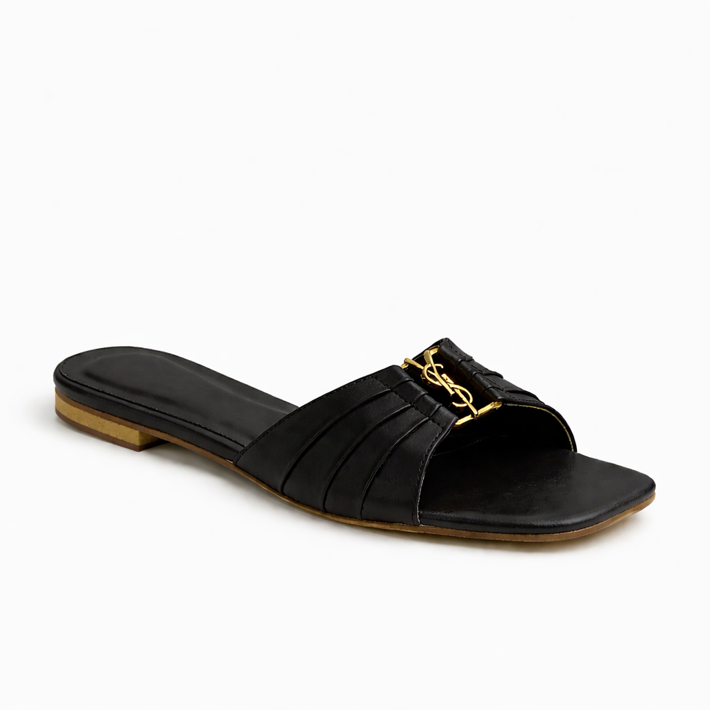 NERO FLAT SLIDES - BLACK
