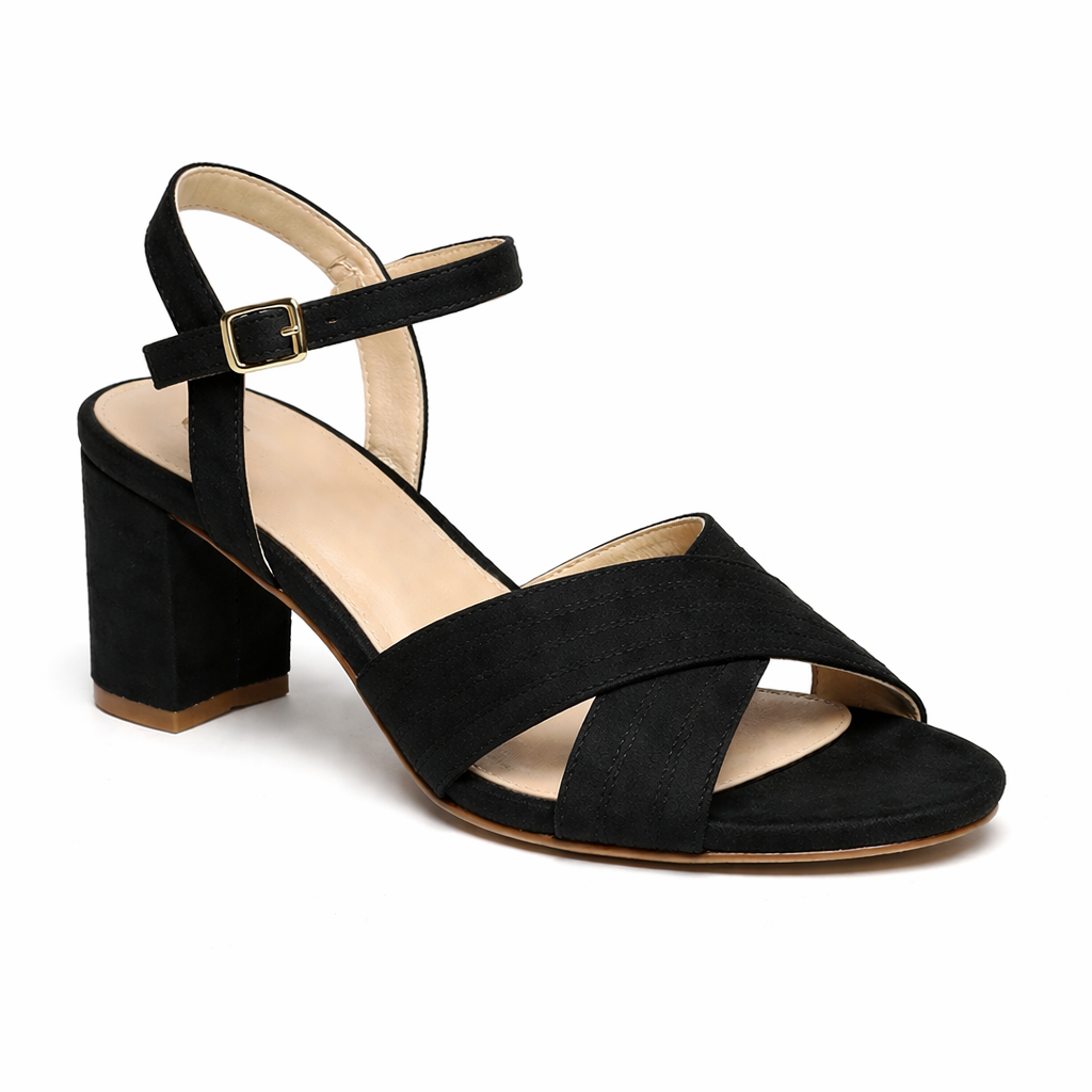 WOODEN BLOCK HEEL - BLACK