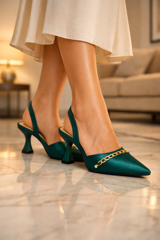 CROSS OVER HEEL - TEAL GREEN