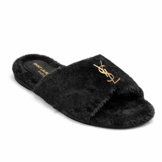 Velvet Luxe Slides - Black