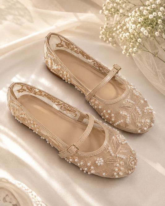 PEARL BLOSSOM PUMPS - BLACK